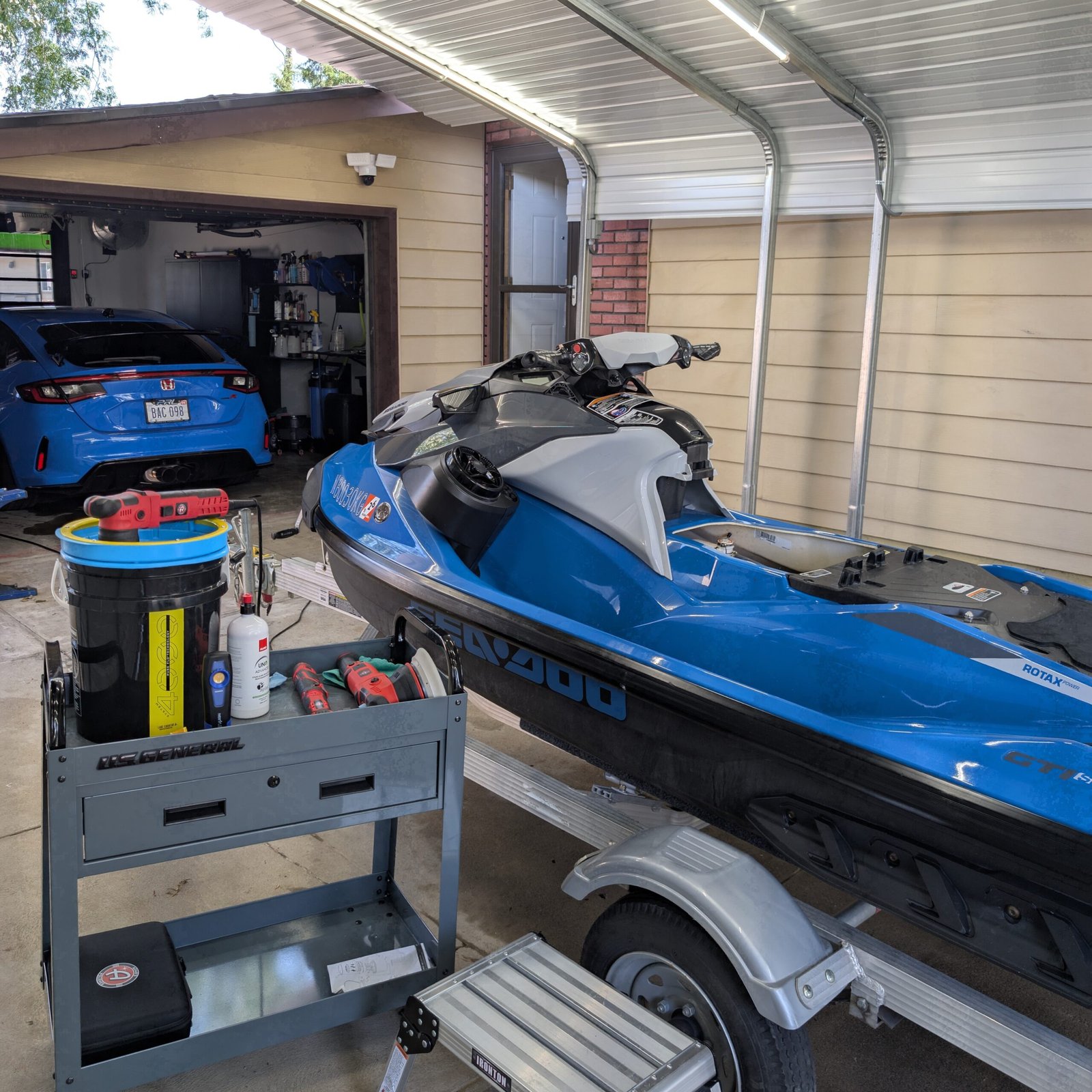 Paint Correction tools on a Jet Ski by Driven Aesthetics Omaha